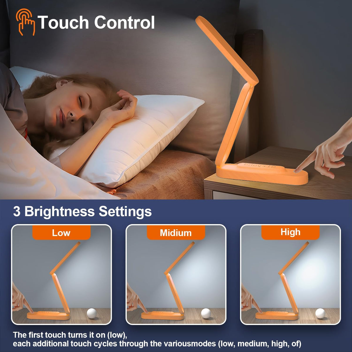LED Desk Lamp for Office Home & Battery Operated Lamp Rechargeable Lamp Foldable & Portable Light, LED Desk Light Strip, 3 Brightness Dimmable Small Desk Lamp Wireless Reading Lamp (White)