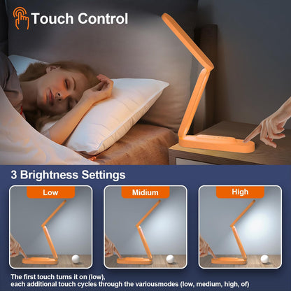 LED Desk Lamp for Office Home & Battery Operated Lamp Rechargeable Lamp Foldable & Portable Light, LED Desk Light Strip, 3 Brightness Dimmable Small Desk Lamp Wireless Reading Lamp (White)