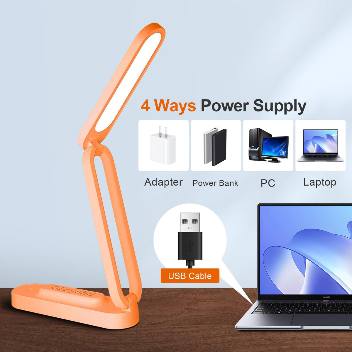 LED Desk Lamp for Office Home & Battery Operated Lamp Rechargeable Lamp Foldable & Portable Light, LED Desk Light Strip, 3 Brightness Dimmable Small Desk Lamp Wireless Reading Lamp (White)