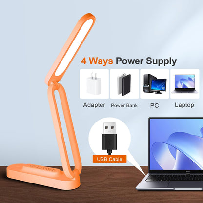 LED Desk Lamp for Office Home & Battery Operated Lamp Rechargeable Lamp Foldable & Portable Light, LED Desk Light Strip, 3 Brightness Dimmable Small Desk Lamp Wireless Reading Lamp (White)