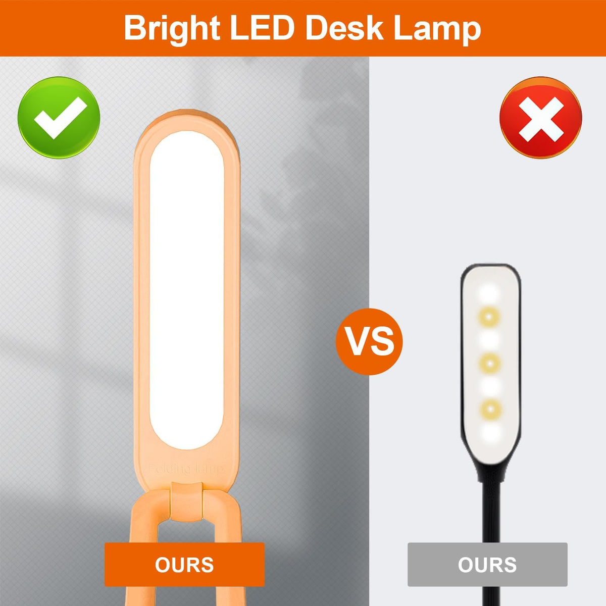 LED Desk Lamp for Office Home & Battery Operated Lamp Rechargeable Lamp Foldable & Portable Light, LED Desk Light Strip, 3 Brightness Dimmable Small Desk Lamp Wireless Reading Lamp (White)
