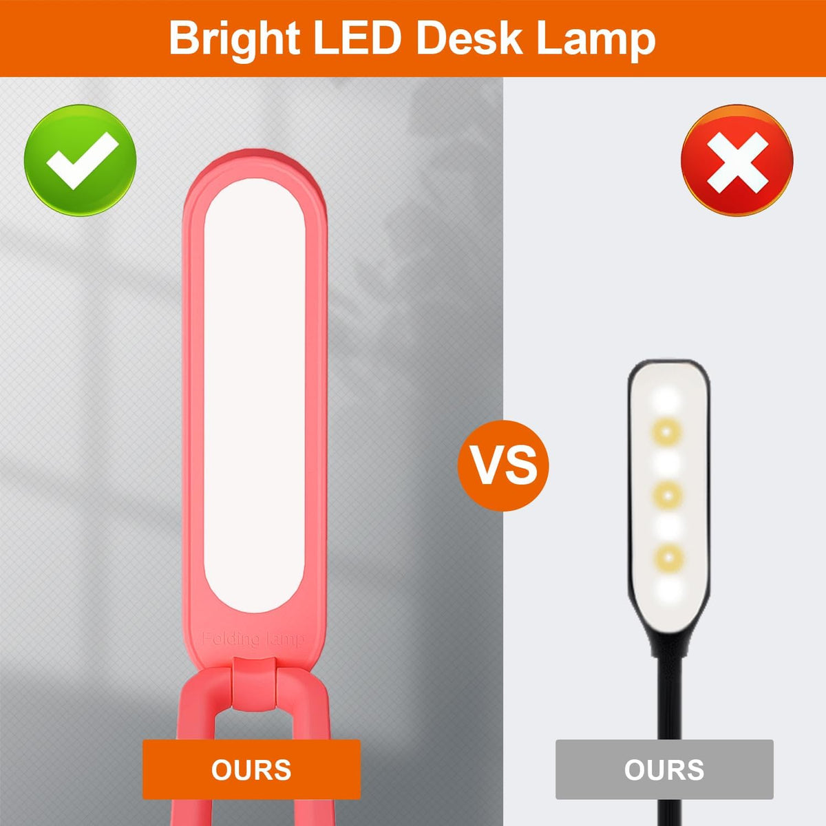 LED Desk Lamp for Office Home & Battery Operated Lamp Rechargeable Lamp Foldable & Portable Light, LED Desk Light Strip, 3 Brightness Dimmable Small Desk Lamp Wireless Reading Lamp (White)