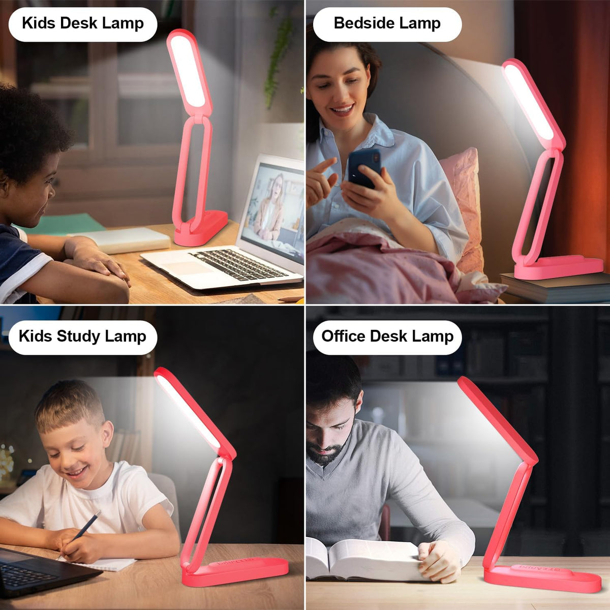 LED Desk Lamp for Office Home & Battery Operated Lamp Rechargeable Lamp Foldable & Portable Light, LED Desk Light Strip, 3 Brightness Dimmable Small Desk Lamp Wireless Reading Lamp (White)