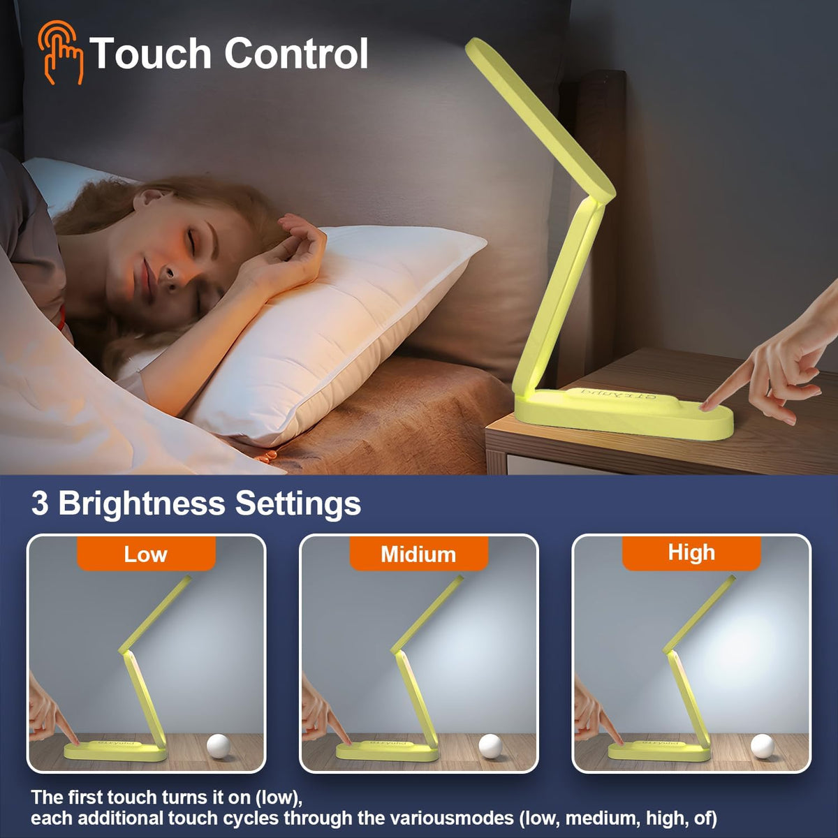 LED Desk Lamp for Office Home & Battery Operated Lamp Rechargeable Lamp Foldable & Portable Light, LED Desk Light Strip, 3 Brightness Dimmable Small Desk Lamp Wireless Reading Lamp (White)