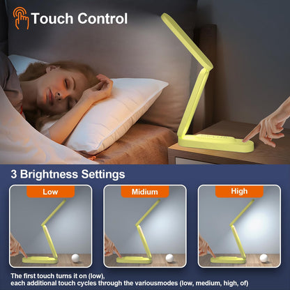 LED Desk Lamp for Office Home & Battery Operated Lamp Rechargeable Lamp Foldable & Portable Light, LED Desk Light Strip, 3 Brightness Dimmable Small Desk Lamp Wireless Reading Lamp (White)
