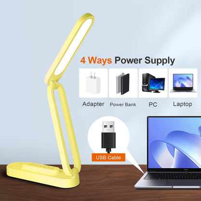 LED Desk Lamp for Office Home & Battery Operated Lamp Rechargeable Lamp Foldable & Portable Light, LED Desk Light Strip, 3 Brightness Dimmable Small Desk Lamp Wireless Reading Lamp (White)