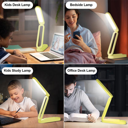 LED Desk Lamp for Office Home & Battery Operated Lamp Rechargeable Lamp Foldable & Portable Light, LED Desk Light Strip, 3 Brightness Dimmable Small Desk Lamp Wireless Reading Lamp (White)