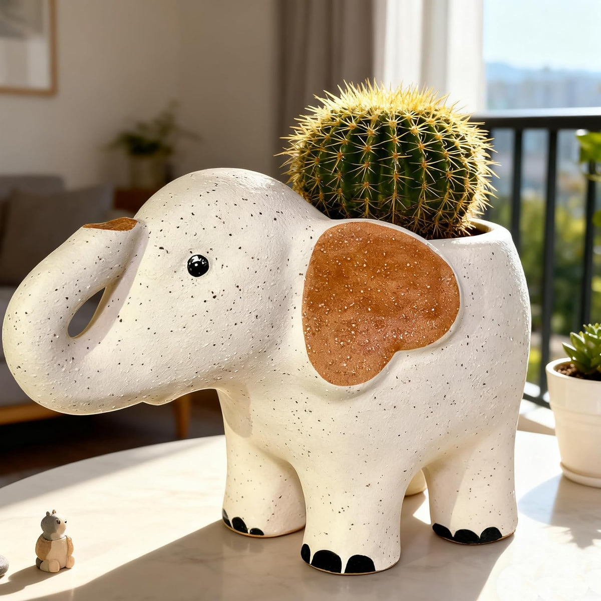 3.3” Mini Panda Ceramic Planter, Adorable Mini Indoor Plant Pot with Drainage Hole, Cute Animal Flower Pot for Succulents, Herbs, Small Desk Plant, Home Office Desk Decor