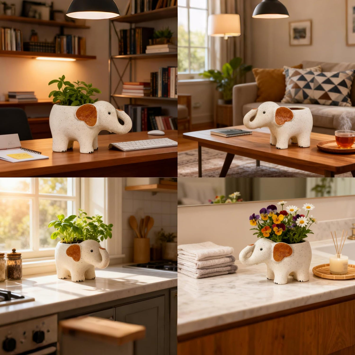 3.3” Mini Panda Ceramic Planter, Adorable Mini Indoor Plant Pot with Drainage Hole, Cute Animal Flower Pot for Succulents, Herbs, Small Desk Plant, Home Office Desk Decor
