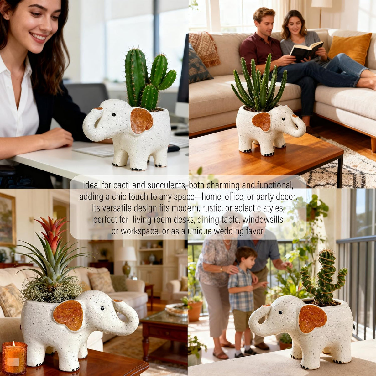 3.3” Mini Panda Ceramic Planter, Adorable Mini Indoor Plant Pot with Drainage Hole, Cute Animal Flower Pot for Succulents, Herbs, Small Desk Plant, Home Office Desk Decor