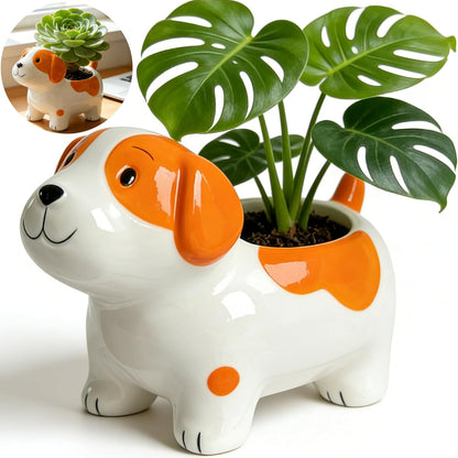3.3” Mini Panda Ceramic Planter, Adorable Mini Indoor Plant Pot with Drainage Hole, Cute Animal Flower Pot for Succulents, Herbs, Small Desk Plant, Home Office Desk Decor