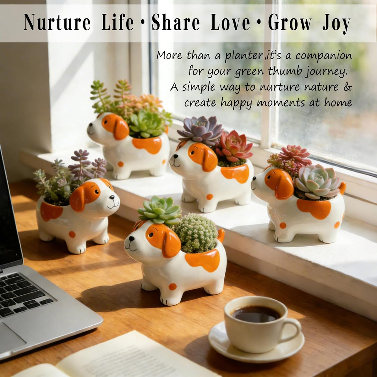 3.3” Mini Panda Ceramic Planter, Adorable Mini Indoor Plant Pot with Drainage Hole, Cute Animal Flower Pot for Succulents, Herbs, Small Desk Plant, Home Office Desk Decor
