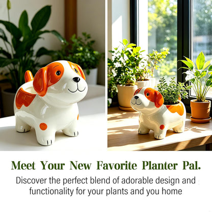3.3” Mini Panda Ceramic Planter, Adorable Mini Indoor Plant Pot with Drainage Hole, Cute Animal Flower Pot for Succulents, Herbs, Small Desk Plant, Home Office Desk Decor
