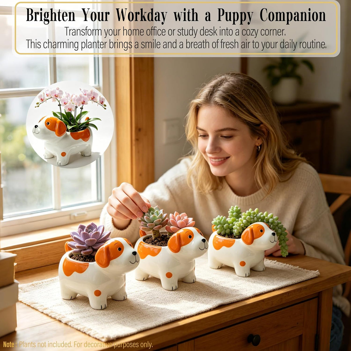 3.3” Mini Panda Ceramic Planter, Adorable Mini Indoor Plant Pot with Drainage Hole, Cute Animal Flower Pot for Succulents, Herbs, Small Desk Plant, Home Office Desk Decor
