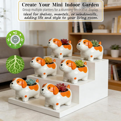 3.3” Mini Panda Ceramic Planter, Adorable Mini Indoor Plant Pot with Drainage Hole, Cute Animal Flower Pot for Succulents, Herbs, Small Desk Plant, Home Office Desk Decor