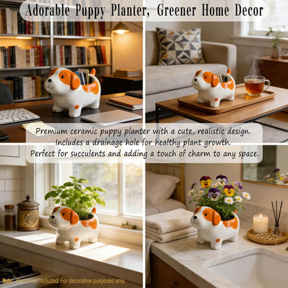 3.3” Mini Panda Ceramic Planter, Adorable Mini Indoor Plant Pot with Drainage Hole, Cute Animal Flower Pot for Succulents, Herbs, Small Desk Plant, Home Office Desk Decor