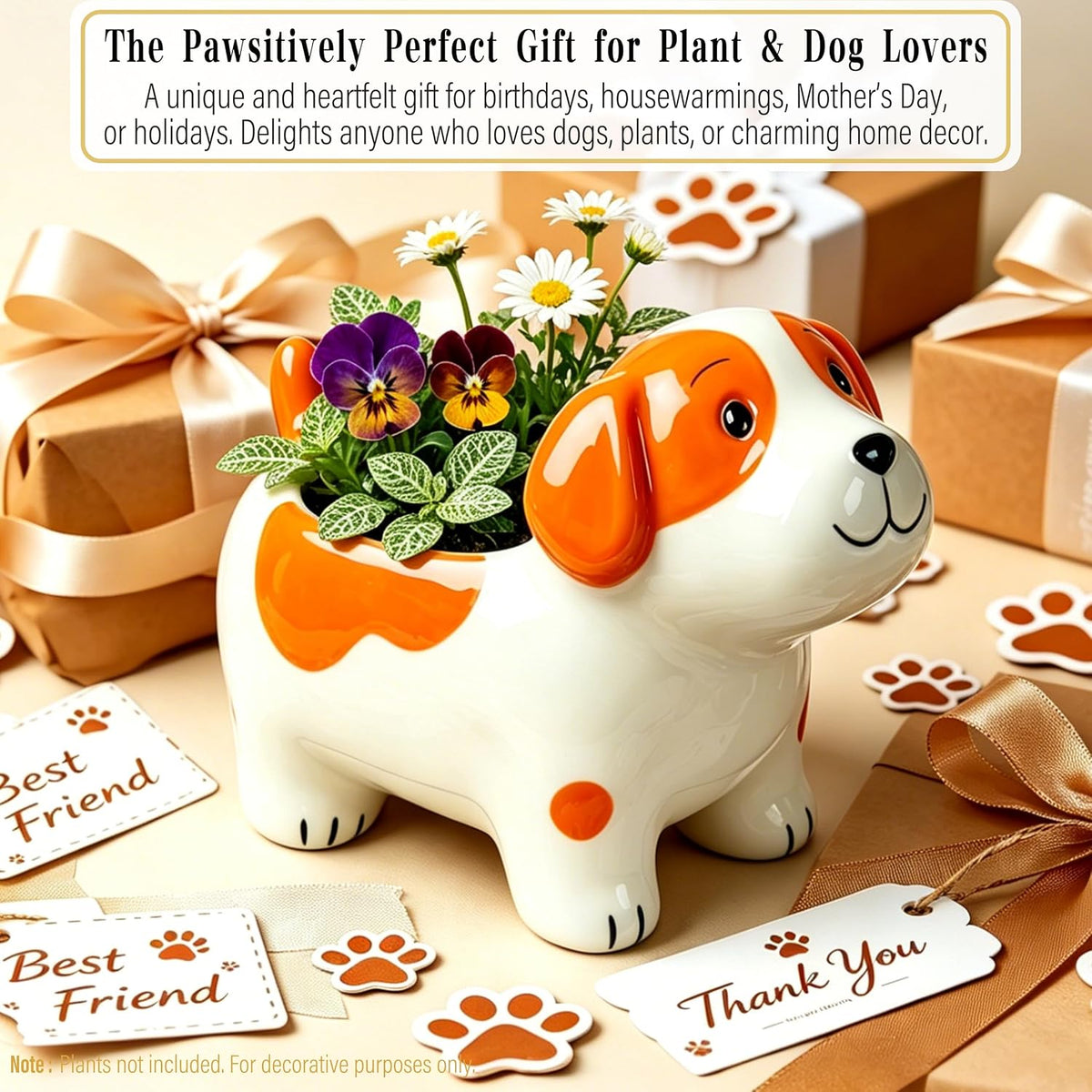 3.3” Mini Panda Ceramic Planter, Adorable Mini Indoor Plant Pot with Drainage Hole, Cute Animal Flower Pot for Succulents, Herbs, Small Desk Plant, Home Office Desk Decor