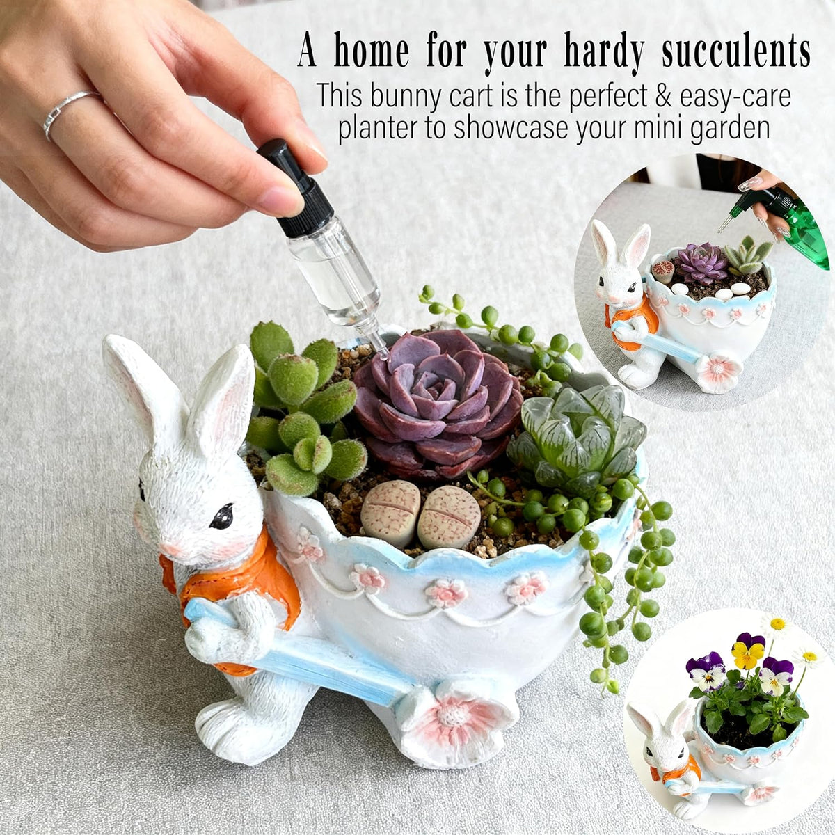 3.3” Mini Panda Ceramic Planter, Adorable Mini Indoor Plant Pot with Drainage Hole, Cute Animal Flower Pot for Succulents, Herbs, Small Desk Plant, Home Office Desk Decor