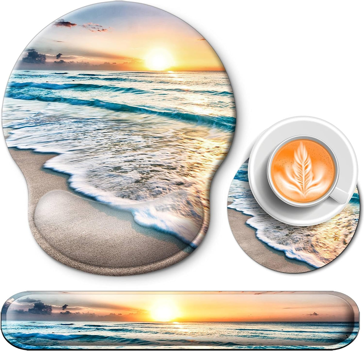 Mouse Pad and Keyboard Wrist Rest Support,Ergonomic Mouse Pad Set
