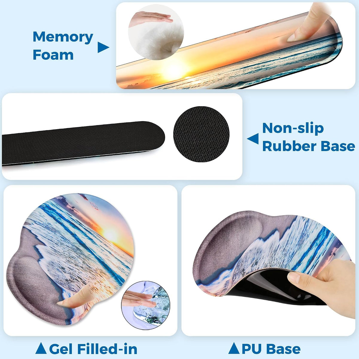 Mouse Pad and Keyboard Wrist Rest Support,Ergonomic Mouse Pad Set