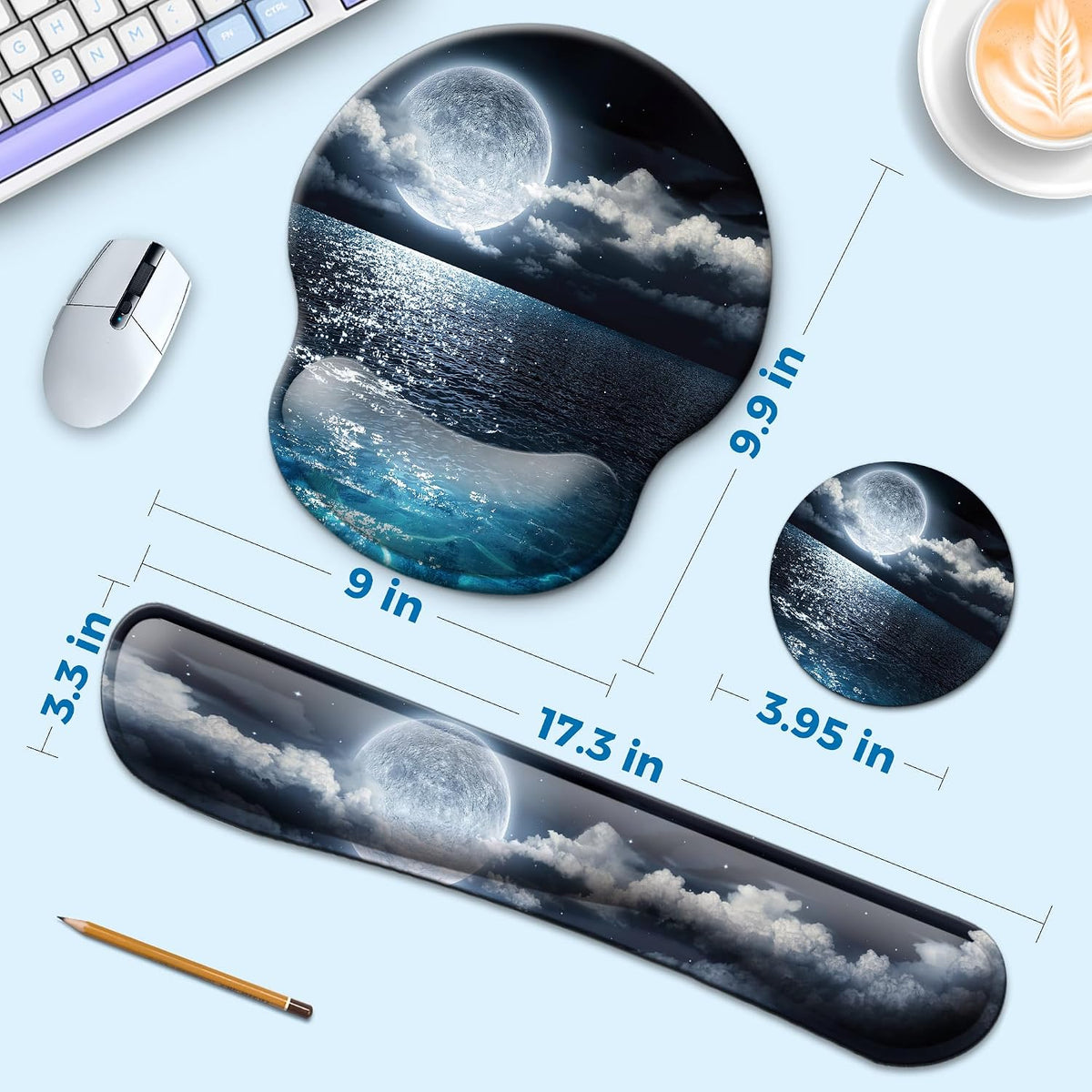 Mouse Pad and Keyboard Wrist Rest Support,Ergonomic Mouse Pad Set