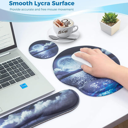Mouse Pad and Keyboard Wrist Rest Support,Ergonomic Mouse Pad Set