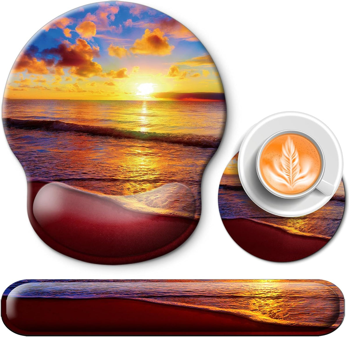 Mouse Pad and Keyboard Wrist Rest Support,Ergonomic Mouse Pad Set