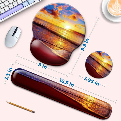 Mouse Pad and Keyboard Wrist Rest Support,Ergonomic Mouse Pad Set
