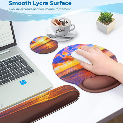 Mouse Pad and Keyboard Wrist Rest Support,Ergonomic Mouse Pad Set