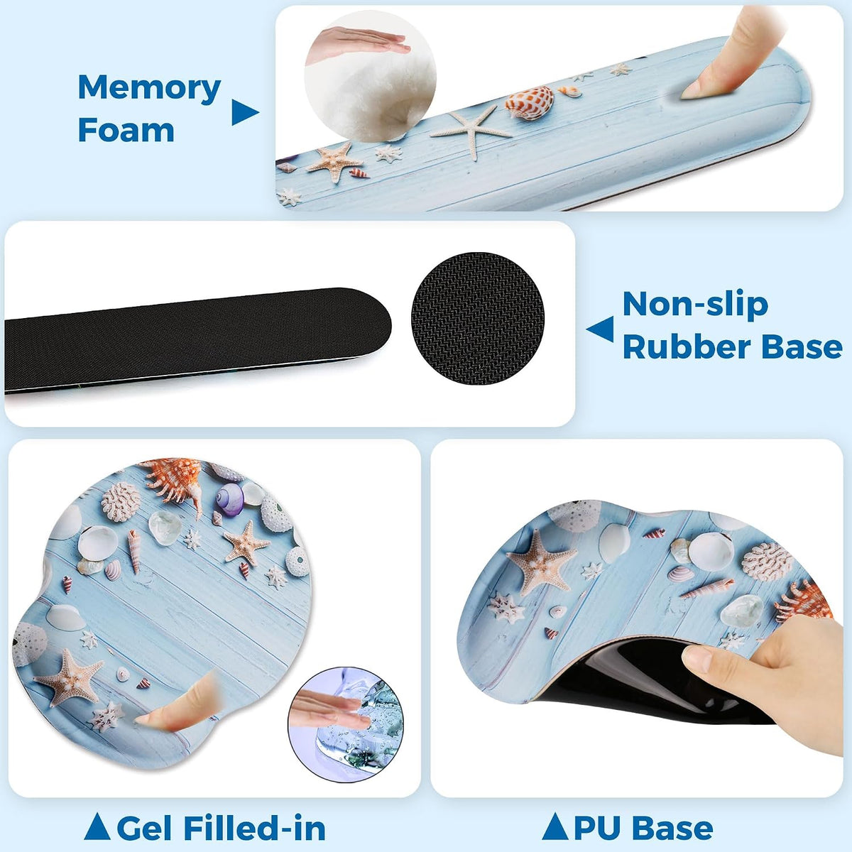 Mouse Pad and Keyboard Wrist Rest Support,Ergonomic Mouse Pad Set