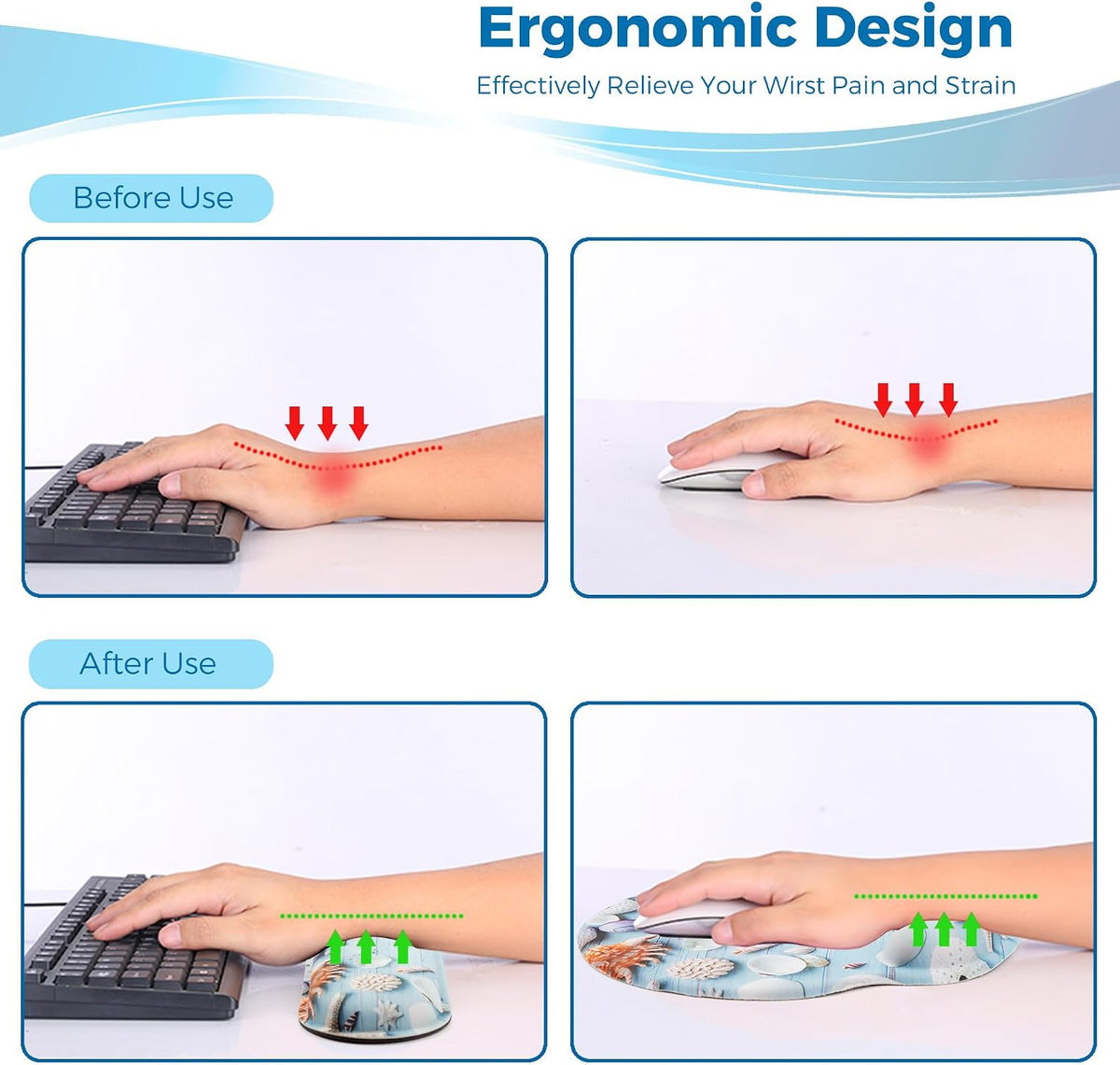 Mouse Pad and Keyboard Wrist Rest Support,Ergonomic Mouse Pad Set