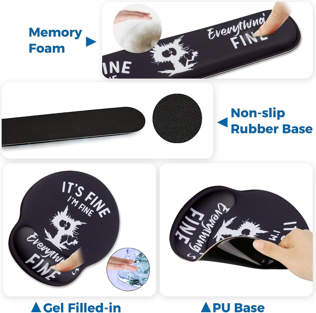 Mouse Pad and Keyboard Wrist Rest Support,Ergonomic Mouse Pad Set