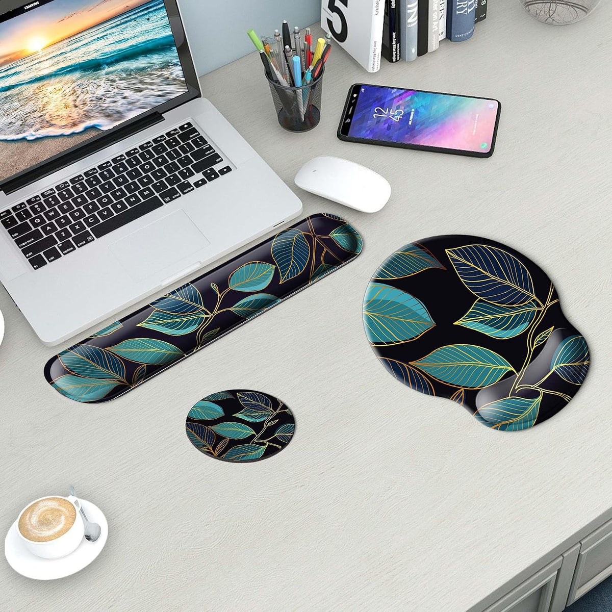 Mouse Pad and Keyboard Wrist Rest Support,Ergonomic Mouse Pad Set