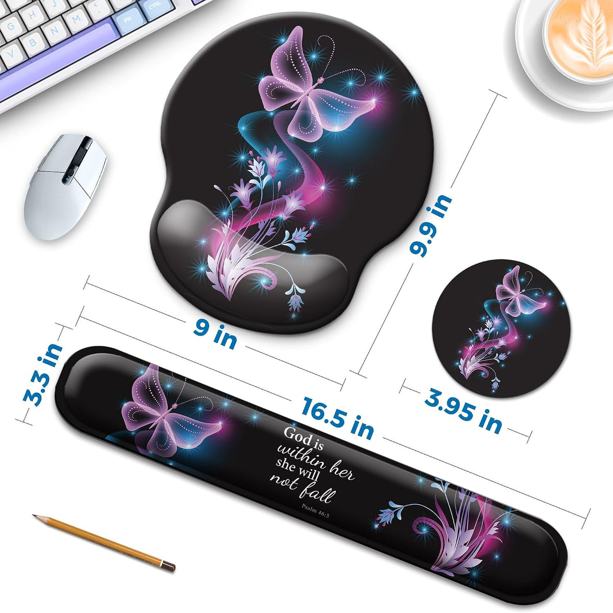 Mouse Pad and Keyboard Wrist Rest Support,Ergonomic Mouse Pad Set