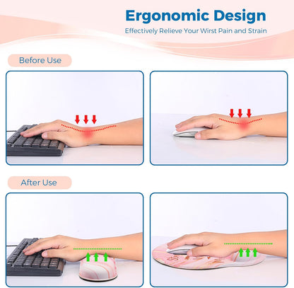 Mouse Pad and Keyboard Wrist Rest Support,Ergonomic Mouse Pad Set