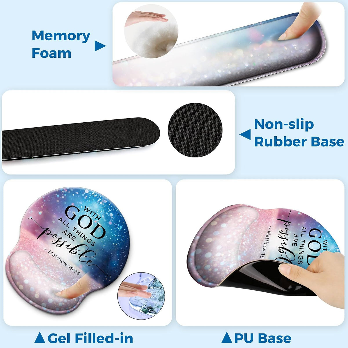 Mouse Pad and Keyboard Wrist Rest Support,Ergonomic Mouse Pad Set
