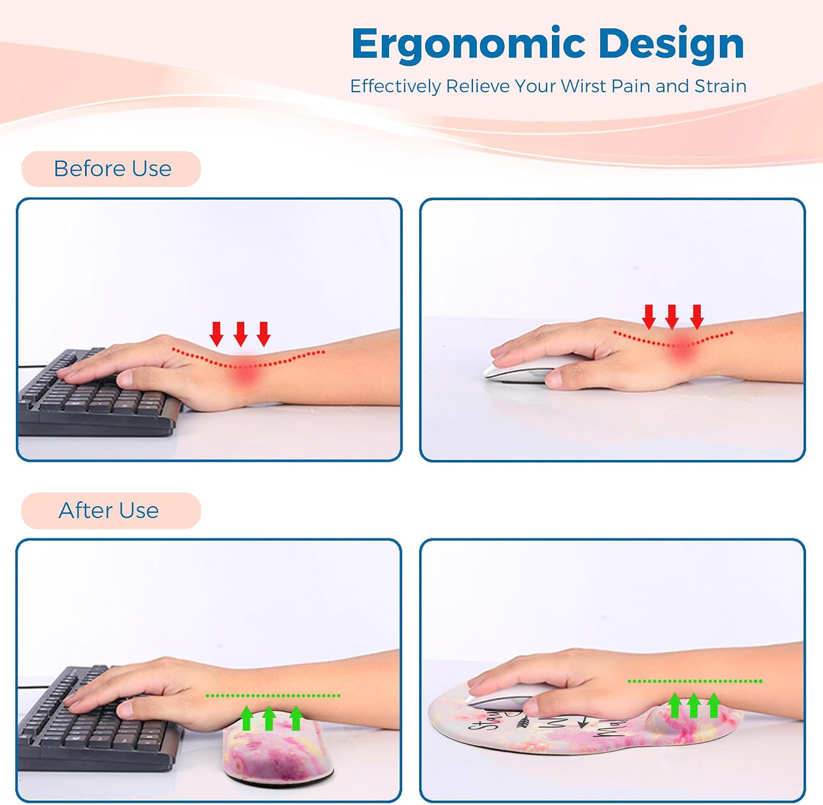 Mouse Pad and Keyboard Wrist Rest Support,Ergonomic Mouse Pad Set