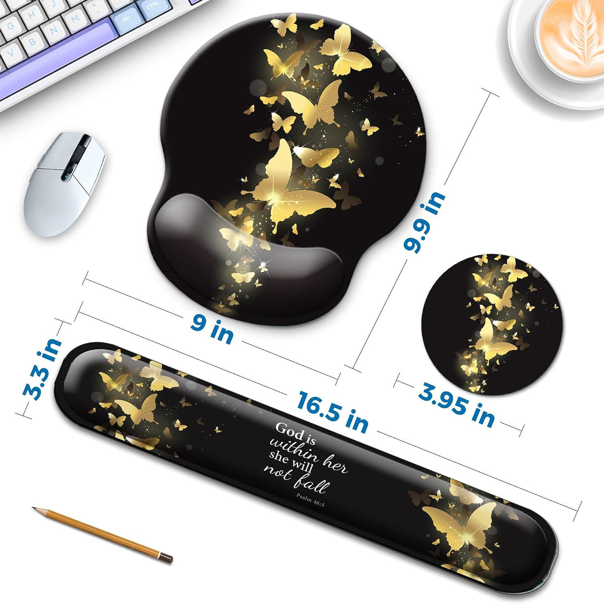 Mouse Pad and Keyboard Wrist Rest Support,Ergonomic Mouse Pad Set