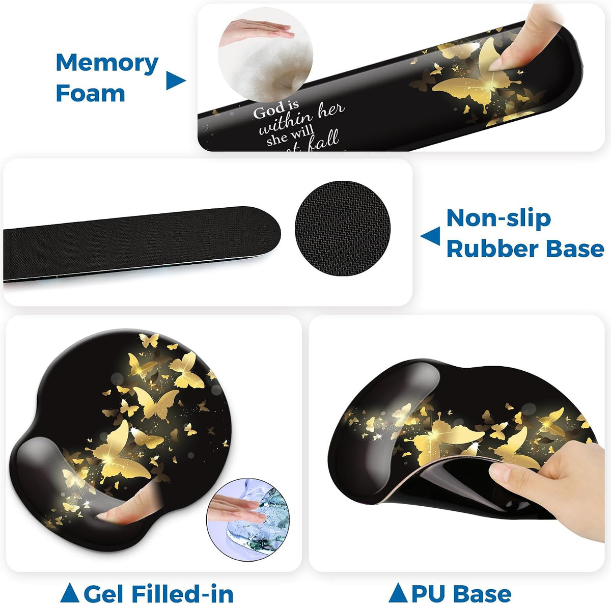 Mouse Pad and Keyboard Wrist Rest Support,Ergonomic Mouse Pad Set
