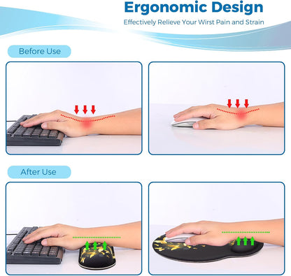Mouse Pad and Keyboard Wrist Rest Support,Ergonomic Mouse Pad Set