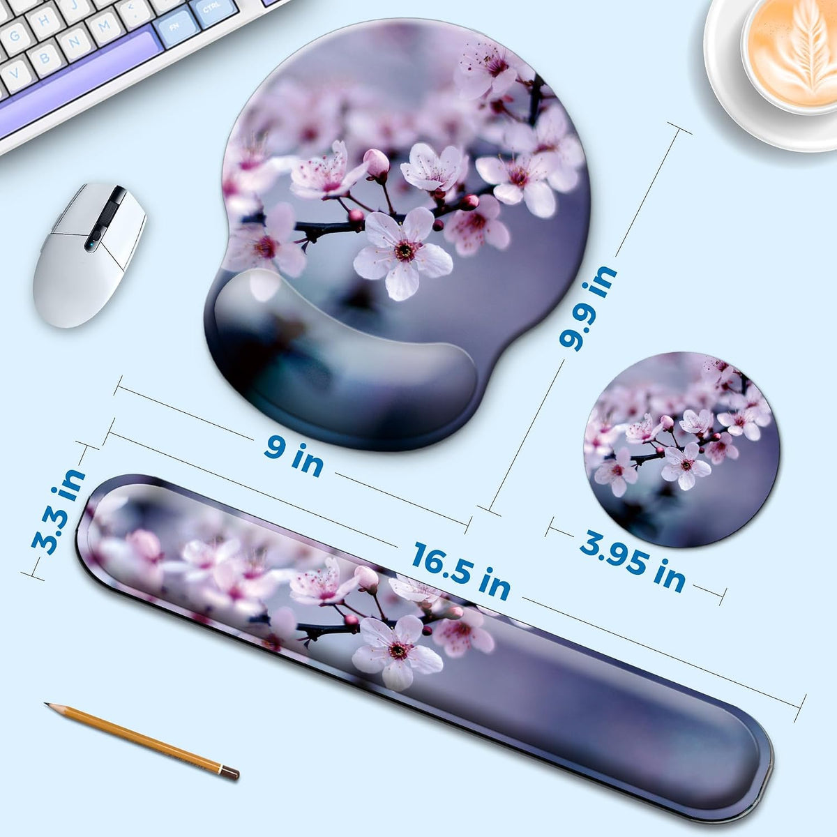 Mouse Pad and Keyboard Wrist Rest Support,Ergonomic Mouse Pad Set