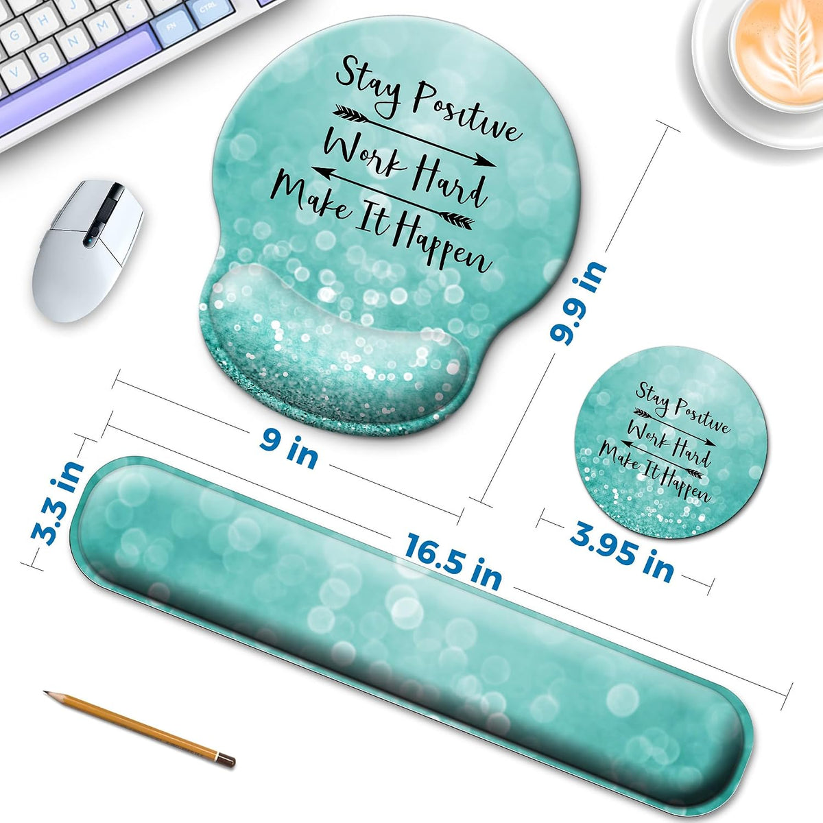 Mouse Pad and Keyboard Wrist Rest Support,Ergonomic Mouse Pad Set