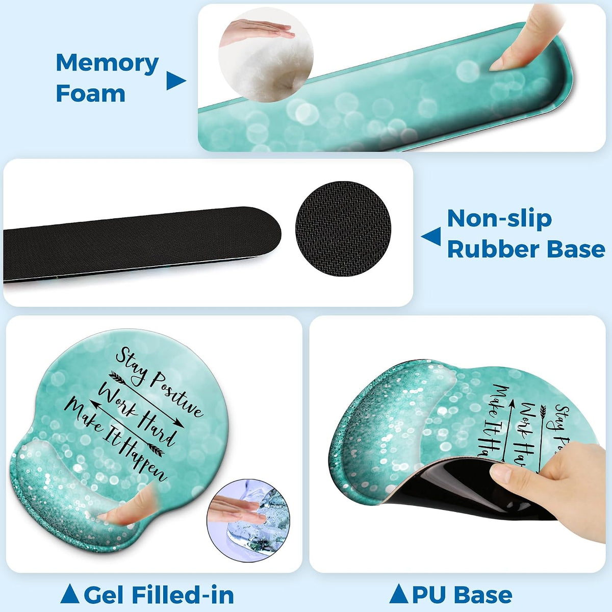 Mouse Pad and Keyboard Wrist Rest Support,Ergonomic Mouse Pad Set