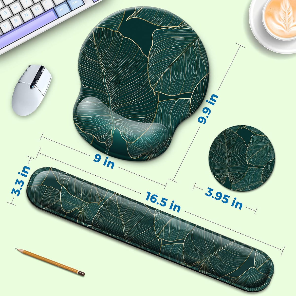 Mouse Pad and Keyboard Wrist Rest Support,Ergonomic Mouse Pad Set