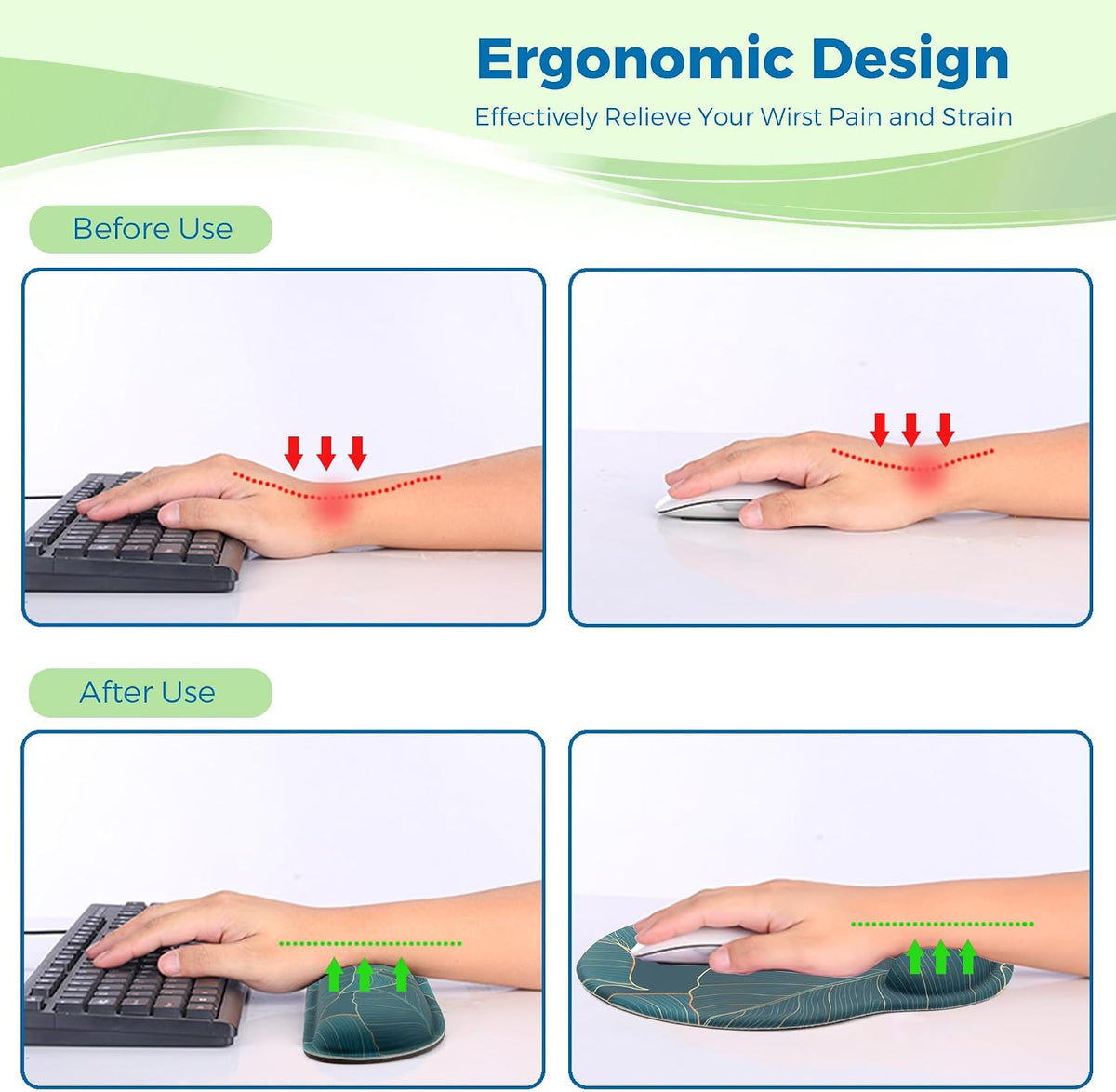 Mouse Pad and Keyboard Wrist Rest Support,Ergonomic Mouse Pad Set