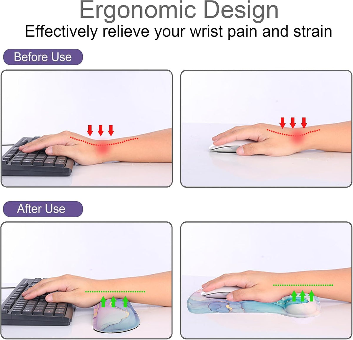 Mouse Pad and Keyboard Wrist Rest Support,Ergonomic Mouse Pad Set