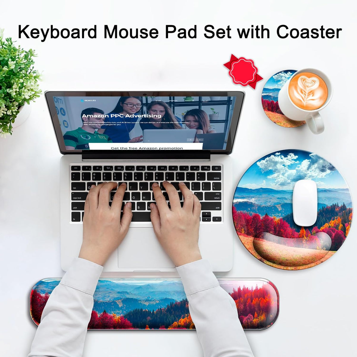 Mouse Pad and Keyboard Wrist Rest Support,Ergonomic Mouse Pad Set
