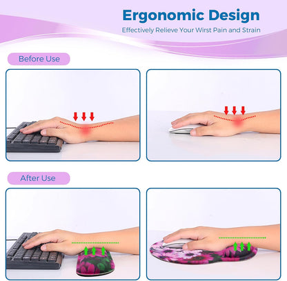 Mouse Pad and Keyboard Wrist Rest Support,Ergonomic Mouse Pad Set