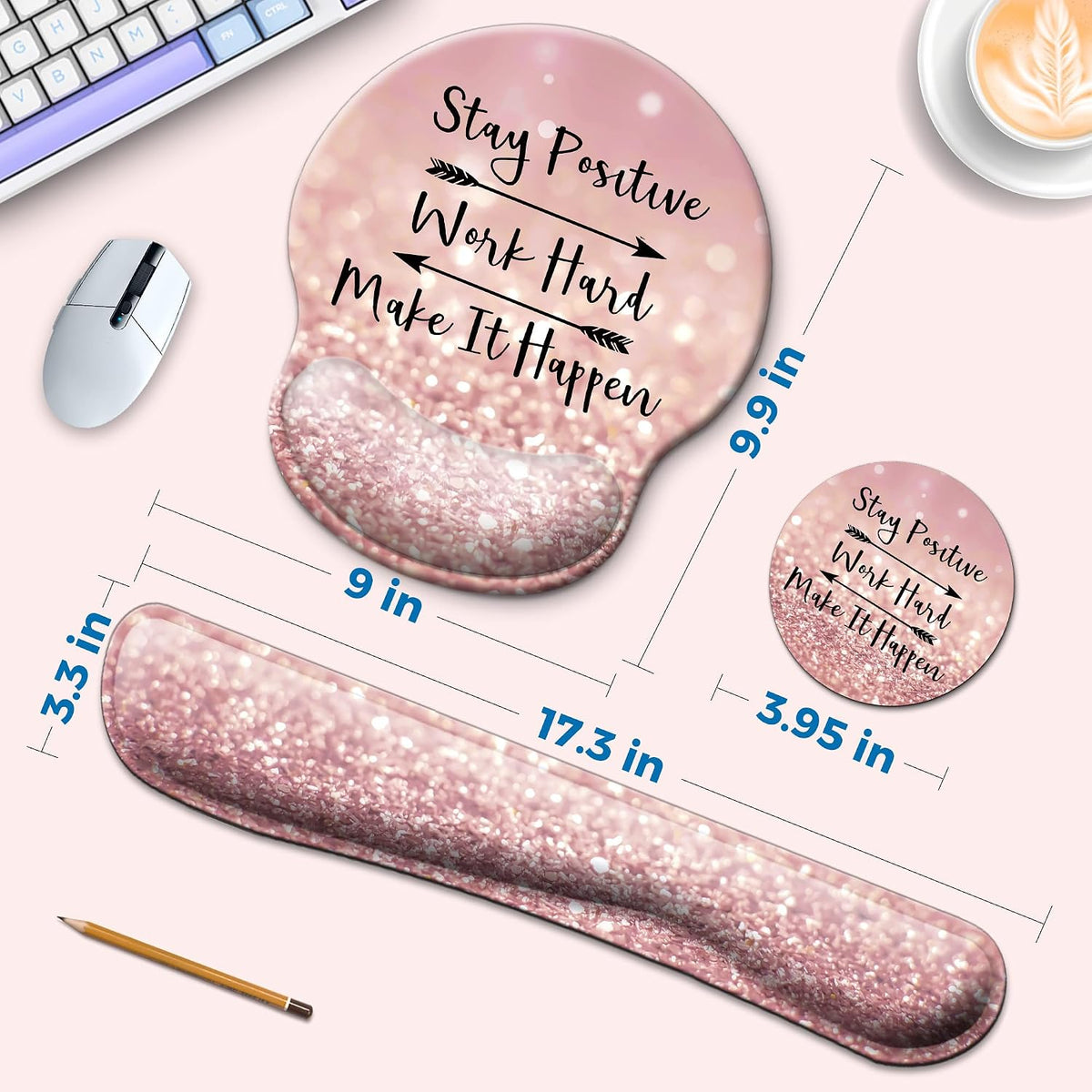 Mouse Pad and Keyboard Wrist Rest Support,Ergonomic Mouse Pad Set