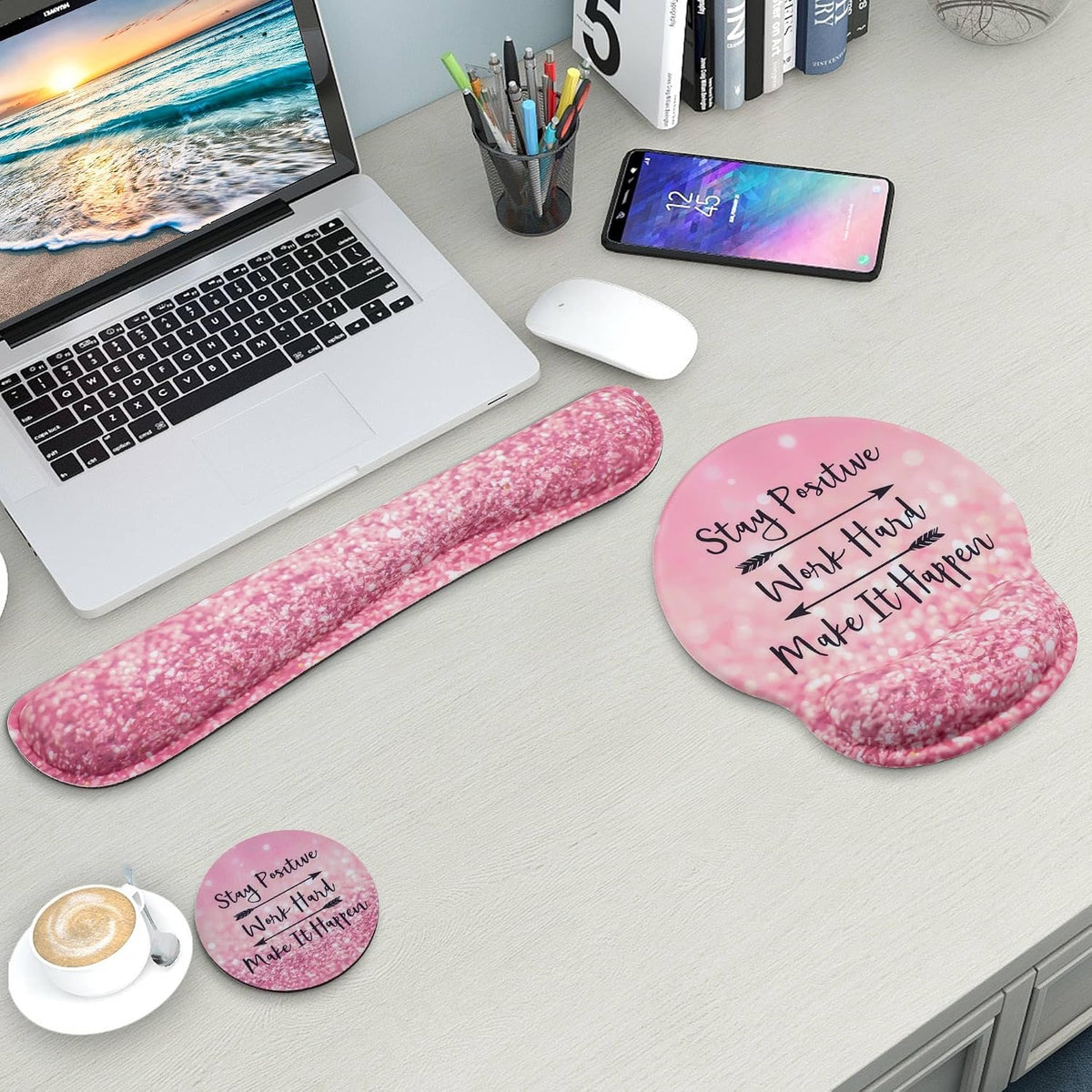 Mouse Pad and Keyboard Wrist Rest Support,Ergonomic Mouse Pad Set